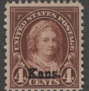 Scott# 662 "MARTHA WASHINGTON" MINT KANSAS OVERPRINT, NICELY CENTERED