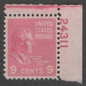 Scott# 814 "WILLIAM H HARRISON" MNH PLATE # SINGLE, NICELY CENTERED