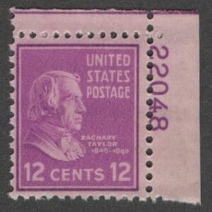 Scott# 817 "ZACHARY TAYLOR" MNH PLATE # SINGLE, NICELY CENTERED