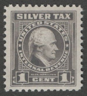 Scott# RG58 "SILVER TAX" MNH SINGLE, VERY NICELY CENTERED