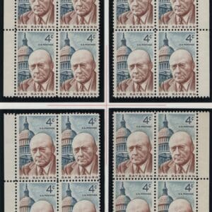 Scott# 1202 "SAM RAYBURN" MNH MATCHED PLATE BLOCKS (4) P# 27265