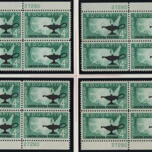 Scott# 1206 "HIGHER EDUCATION" MNH MATCHED PLATE BLOCKS (4) P# 27295/90