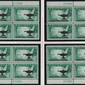 Scott# 1206 "HIGHER EDUCATION" MNH MATCHED PLATE BLOCKS (4) P# 27295/86