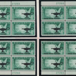 Scott# 1206 "HIGHER EDUCATION" MNH MATCHED PLATE BLOCKS (4) P# 27300/93