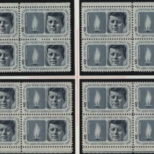 Scott# 1246 JOHN F KENNEDY MNH MATCHED PLATE BLOCKS (4) P# 27801