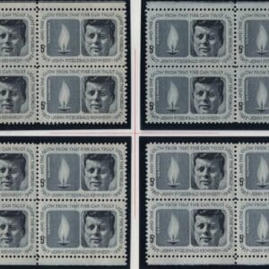 Scott# 1246 JOHN F KENNEDY MNH MATCHED PLATE BLOCKS (4) P# 27808