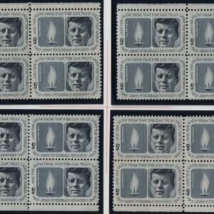Scott# 1246 JOHN F KENNEDY MNH MATCHED PLATE BLOCKS (4) P# 27809