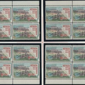 Scott# 1248 NEVADA STATEHOOD MNH MATCHED PLATE BLOCKS (4) P#27785