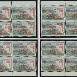 Scott# 1248 NEVADA STATEHOOD MNH MATCHED PLATE BLOCKS (4) P#27798