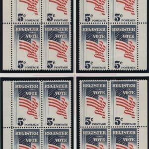 Scott# 1249 REGISTER TO VOTE MNH MATCHED PLATE BLOCKS (4)P# 27847