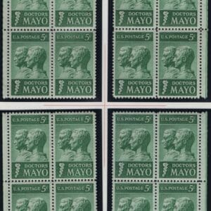Scott# 1251 "MAYO BROTHERS" MNH MATCHED PLATE BLOCKS (4) P# 27869