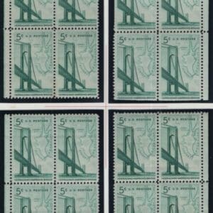 Scott# 1258 "VERRAZANO BRIDGE" MNH MATCHED PLATE BLOCKS (4) P# 27945