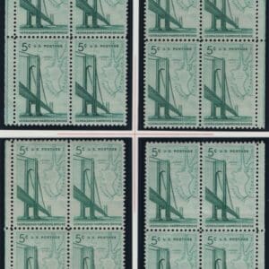 Scott# 1258 "VERRAZANO BRIDGE" MNH MATCHED PLATE BLOCKS (4) P# 27946