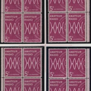 Scott# 1260 "AMATEUR RADIO" MNH MATCHED PLATE BLOCKS (4) P# 27899