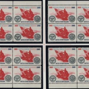 Scott# 1261 BATTLE OF NEW ORLEANS MATCHED PLATE BLOCKS (4)P#27992