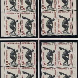 Scott# 1262 PHYSICAL FITNESS MNH MATCHED PLATE BLOCKS (4)P# 27998