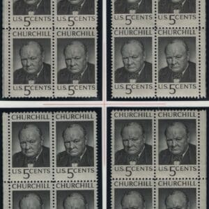 Scott# 1264 WINSTON CHURCHILL MNH MATCHED PLATE BLOCKS (4)P#28104