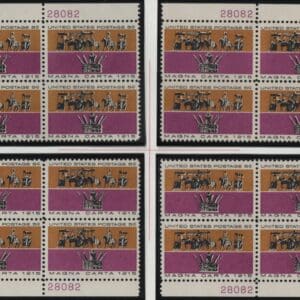 Scott# 1265 "MAGNA CARTA" MNH MATCHED PLATE BLOCKS (4) P# 28082/89