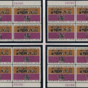 Scott# 1265 "MAGNA CARTA" MNH MATCHED PLATE BLOCKS (4) P# 28086/93