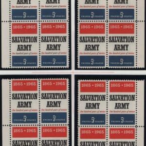 Scott# 1267 "SALVATION ARMY" MNH MATCHED PLATE BLOCKS (4) P# 28118
