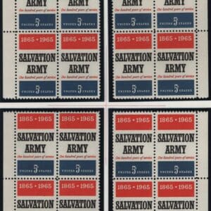 Scott# 1267 "SALVATION ARMY" MNH MATCHED PLATE BLOCKS (4) P# 28123