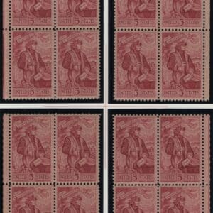 Scott# 1268 DANTE ALIGHIERI MNH MATCHED PLATE BLOCKS (4) P# 28111