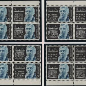 Scott# 1270 "ROBERT FULTON" MNH MATCHED PLATE BLOCKS (4) P# 28145