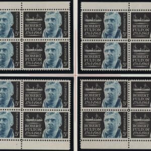 Scott# 1270 "ROBERT FULTON" MNH MATCHED PLATE BLOCKS (4) P# 28148