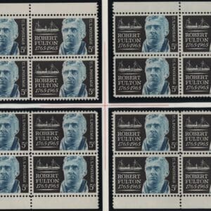 Scott# 1270 "ROBERT FULTON" MNH MATCHED PLATE BLOCKS (4) P# 28149