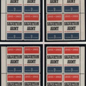 Scott# 1267 "SALVATION ARMY" MNH MATCHED PLATE BLOCKS (4) P# 28113