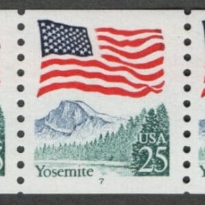 Scott# 2280a "FLAG-YOSEMITE" MNH PNC5, PLATE # 7, NICELY CENTERED