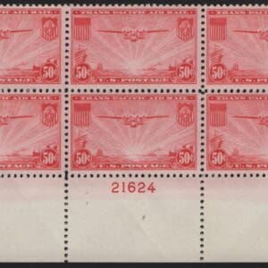 Scott# C22 "CHINA CLIPPER" MNH PLATE BLOCK (6) PLATE # 21624