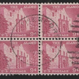 Scott# 1043 "THE ALAMO" LIBERTY SERIES USED BLOCK (4) CDS CANCEL
