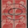 Scott# 1045 "HARRISON" USED BLOCK (4) BLIND DOUBLE OVAL CANCEL