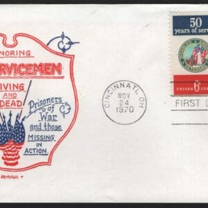 Scott# 1421-22 "DAV-POW SERVICEMEN" FDC WITH ATTACHED PAIR