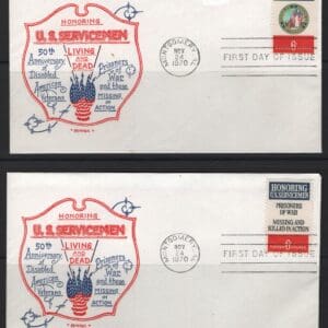 Scott# 1421-22 "DAV-POW SERVICEMEN" FDC SINGLES SET (2)