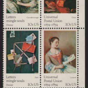 Scott# 1530-37 "UNIVERSAL POSTAL UNION" ZIP BLOCK (4) MNH