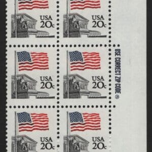 Scott# 1894 "FLAG OVER SUPREME COURT" MNH ZIP BLOCK (6)