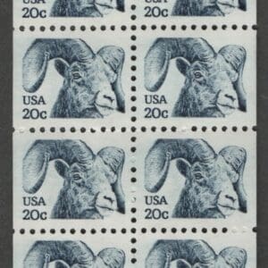 Scott# 1949a "BIGHORN SHEEP" MNH BOOKLET PANE (10) PLATE # 22