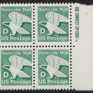 Scott# 2111 "D" RATE EAGLE" MNH ZIP BLOCK (4) NICELY CENTERED