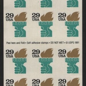 Scott# 2531Ae "TORCH" MNH ATM BOOKLET PANE (18) OVERALL TAGGED