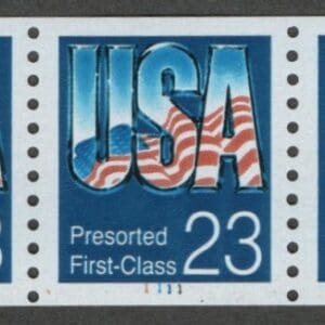 Scott# 2607 "USA & FLAG" MNH PNC7, PLATE# 1111 LOW GLOSS GUM