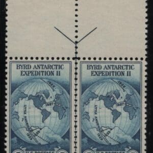 Scott# 753 WORLD MAP SPECIAL PRINTING, HORIZONTAL PAIR W/VERTICAL ARROW LINE, MNH