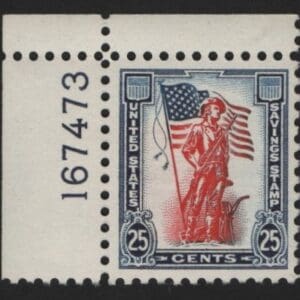 Scott# S7 "US SAVINGS STAMP" MNH PLATE # SINGLE, NICELY CENTERED