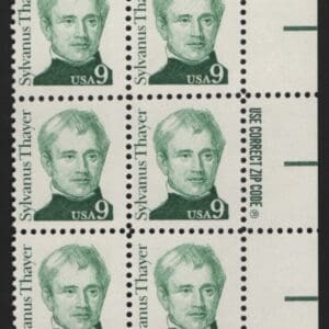 Scott# 1852 "SYLVANUS THAYER - EDUCATOR" ZIP BLOCK (6) MNH