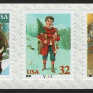 Scott# 3014-17 (3017a) "SANTA & CHILDREN" MNH PNC(5) PLATE# V1111