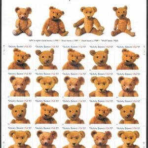 Scott# 3653-56 "TEDDY BEARS" S/A FULL SHEET (20) NICELY CENTERED