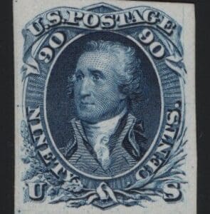 Scott# 72P4 "WASHINGTON" PLATE PROOF ON CARD, NICELY CENTERED