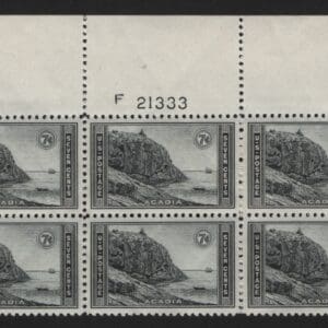 Scott# 746 "NATIONAL PARKS - ACADIA PARK" MPH TOP PLATE BLOCK (6) P# 21333