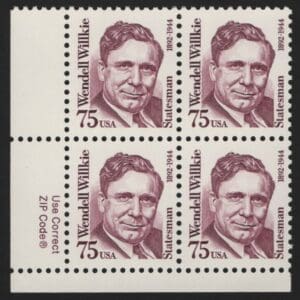 Scott# 2192 "WENDELL WILLKIE" MNH ZIP BLOCK (4) NICELY CENTERED